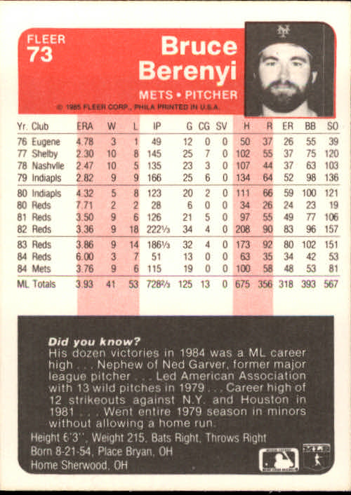 1985 Fleer Baseball Card Pick 1-376 - Picture 91 of 481