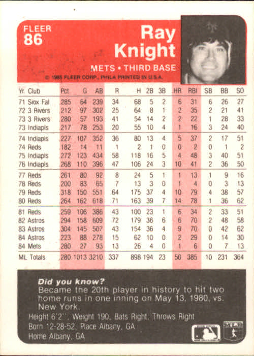 1985 Fleer Baseball Card Pick 1-376 - Picture 101 of 481
