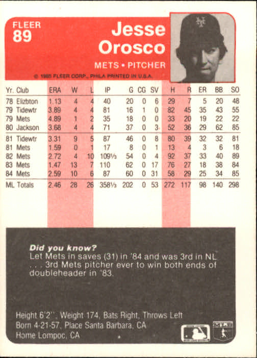 1985 Fleer Baseball Card Pick 1-376 - Picture 107 of 481