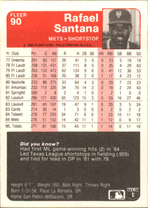 1985 Fleer Baseball Card Pick 1-376 - Picture 109 of 481
