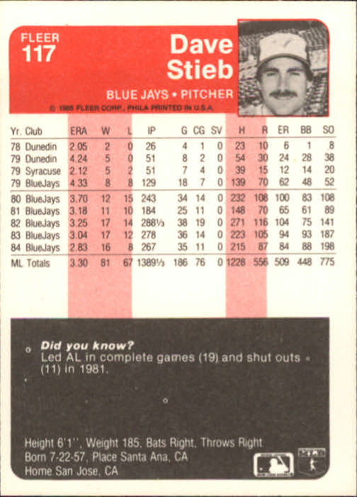 1985 Fleer Baseball Card Pick 1-376 - Picture 149 of 481