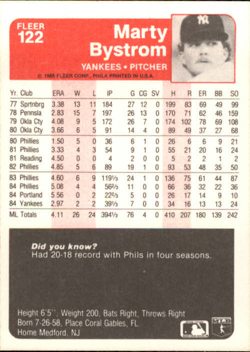 1985 Fleer Baseball Card Pick 1-376 - Picture 155 of 481