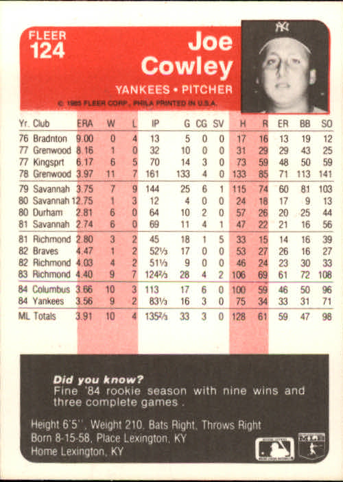 1985 Fleer Baseball Card Pick 1-376 - Picture 157 of 481