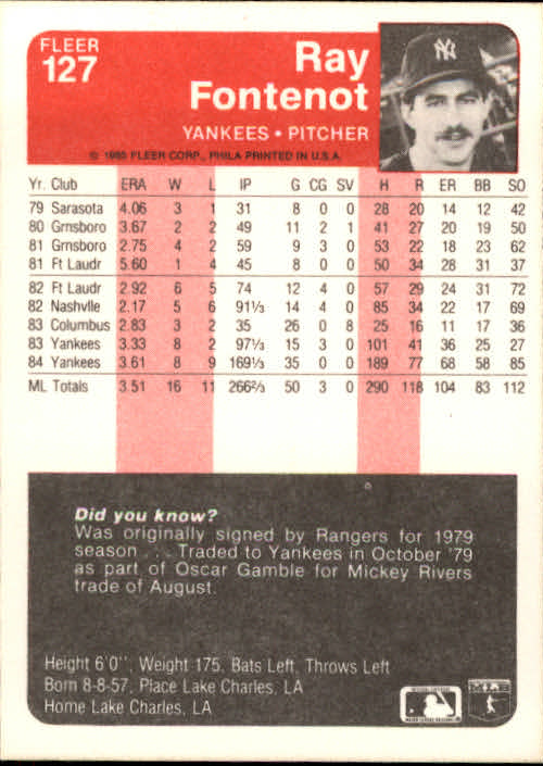 1985 Fleer Baseball Card Pick 1-376 - Picture 161 of 481