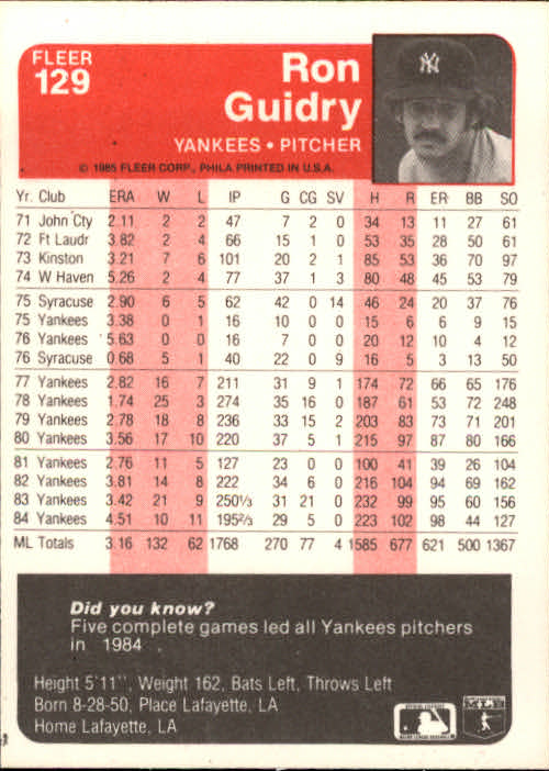 1985 Fleer Baseball Card Pick 1-376 - Picture 163 of 481