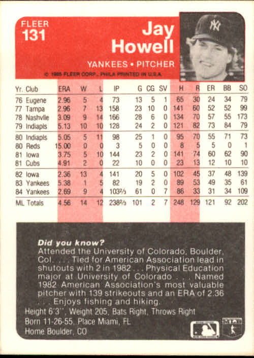 1985 Fleer Baseball Card Pick 1-376 - Picture 167 of 481