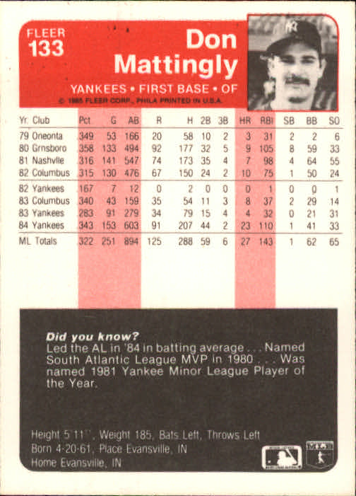 1985 Fleer Baseball Card Pick 1-376 - Picture 171 of 481