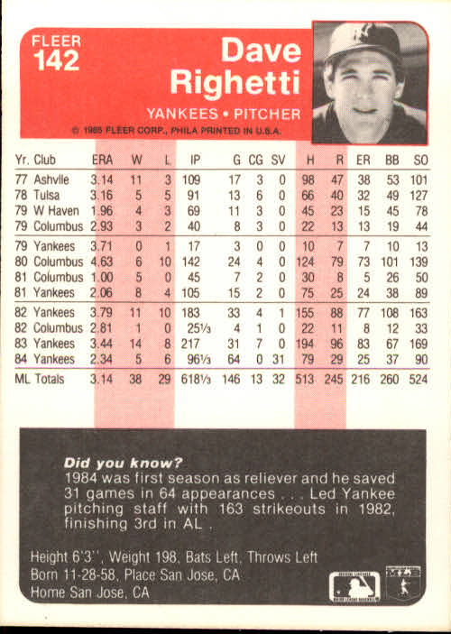 1985 Fleer Baseball Card Pick 1-376 - Picture 183 of 481