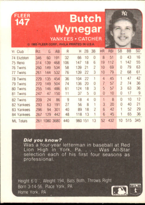 1985 Fleer Baseball Card Pick 1-376 - Picture 191 of 481