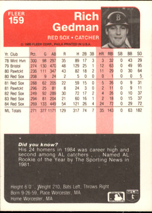 1985 Fleer Baseball Card Pick 1-376 - Picture 197 of 481
