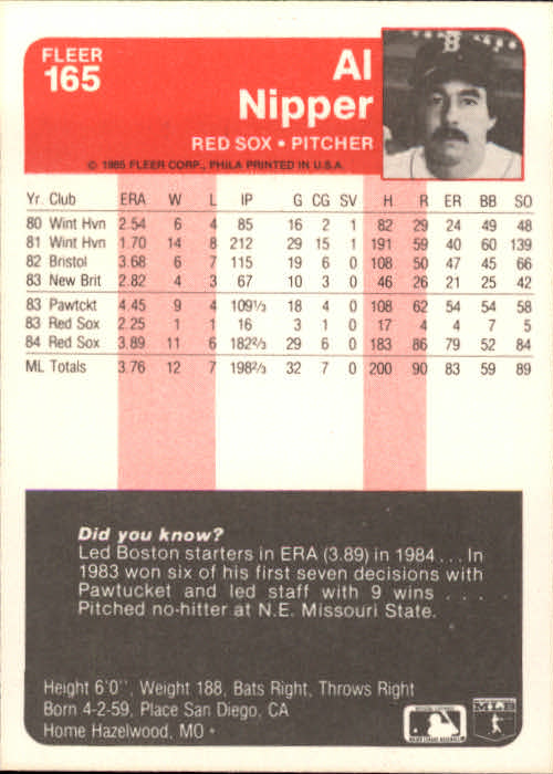 1985 Fleer Baseball Card Pick 1-376 - Picture 201 of 481