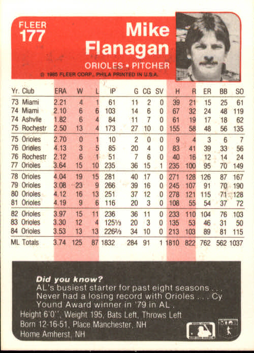 1985 Fleer Baseball Card Pick 1-376 - Picture 215 of 481