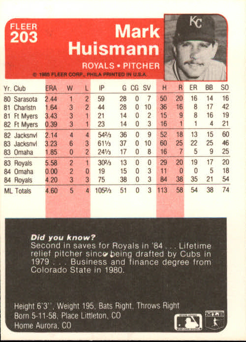 1985 Fleer Baseball Card Pick 1-376 - Picture 247 of 481