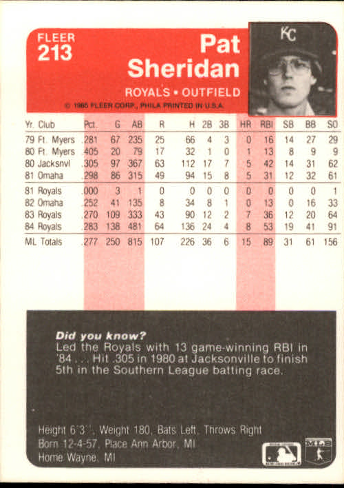 1985 Fleer Baseball Card Pick 1-376 - Picture 261 of 481