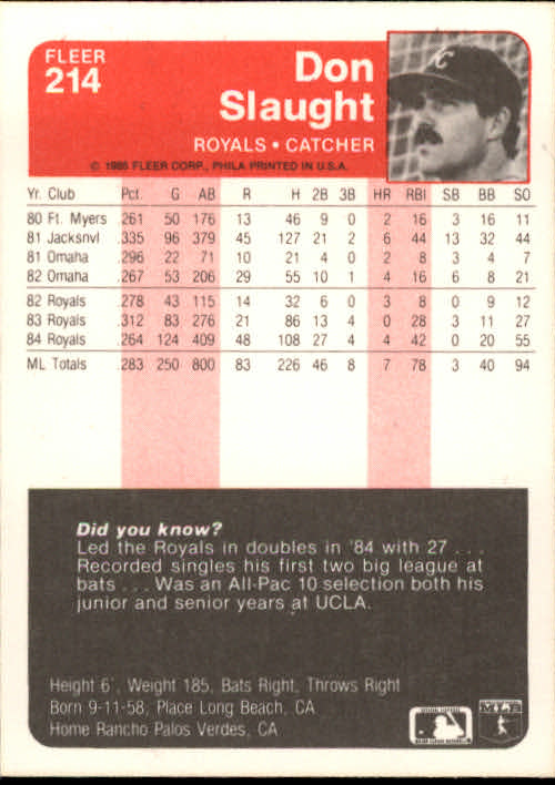 1985 Fleer Baseball Card Pick 1-376 - Picture 263 of 481