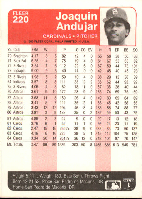 1985 Fleer Baseball Card Pick 1-376 - Picture 269 of 481