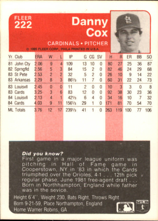 1985 Fleer Baseball Card Pick 1-376 - Picture 271 of 481