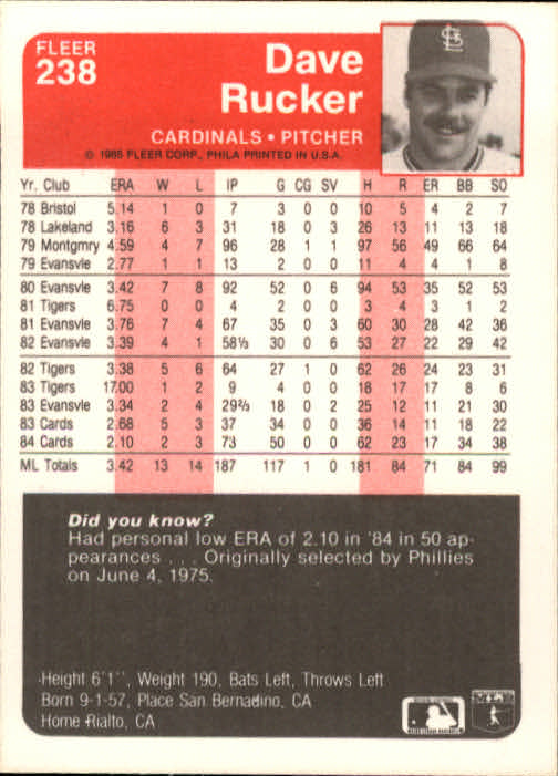 1985 Fleer Baseball Card Pick 1-376 - Picture 291 of 481