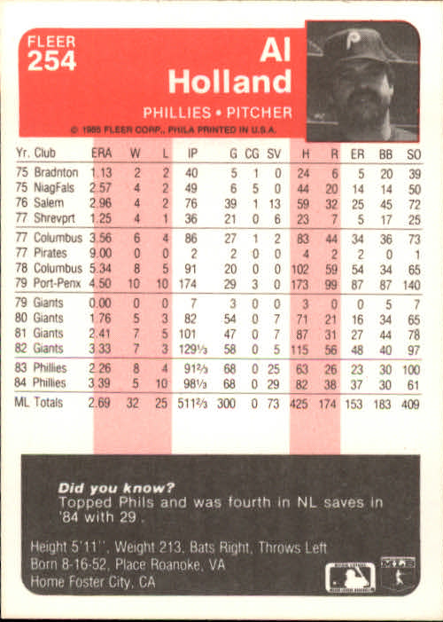 1985 Fleer Baseball Card #251-500 - Choose Your Card - Picture 9 of 493