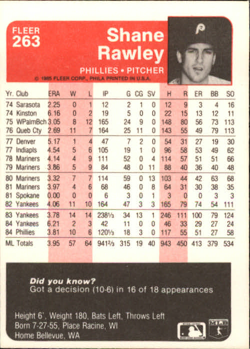 1985 Fleer Baseball Card #251-500 - Choose Your Card - Picture 27 of 493