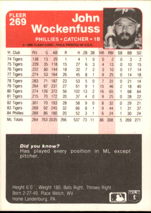 1985 Fleer Baseball Card #251-500 - Choose Your Card - Picture 39 of 493