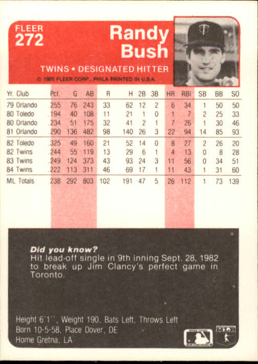 1985 Fleer Baseball Card #251-500 - Choose Your Card - Picture 43 of 493