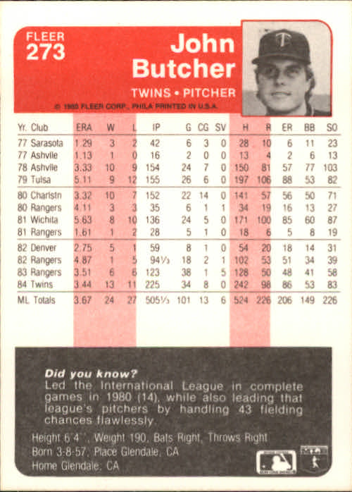 1985 Fleer Baseball Card #251-500 - Choose Your Card - Picture 45 of 493