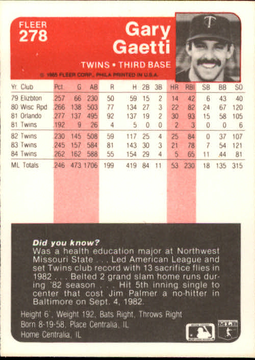 1985 Fleer Baseball Card #251-500 - Choose Your Card - Picture 55 of 493