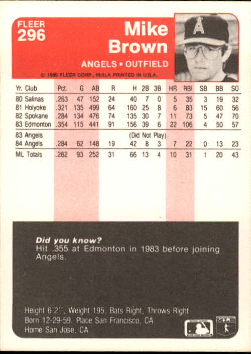 1985 Fleer Baseball Card #251-500 - Choose Your Card - Picture 89 of 493