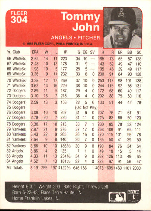 1985 Fleer Baseball Card #251-500 - Choose Your Card - Picture 105 of 493