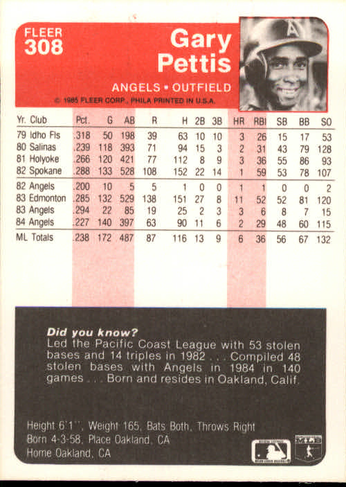 1985 Fleer Baseball Card #251-500 - Choose Your Card - Picture 113 of 493