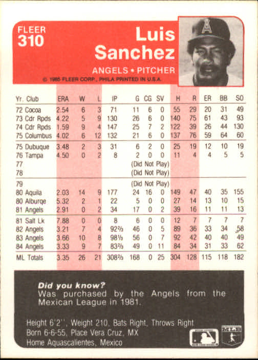 1985 Fleer Baseball Card #251-500 - Choose Your Card - Picture 117 of 493