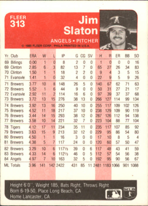 1985 Fleer Baseball Card #251-500 - Choose Your Card - Picture 123 of 493