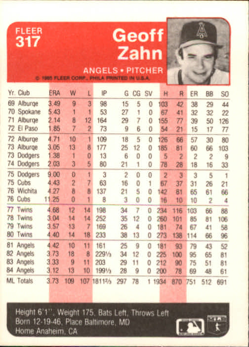 1985 Fleer Baseball Card #251-500 - Choose Your Card - Picture 131 of 493
