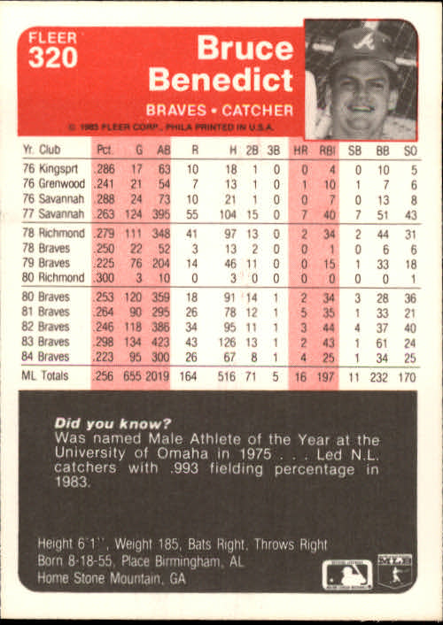 1985 Fleer Baseball Card #251-500 - Choose Your Card - Picture 137 of 493