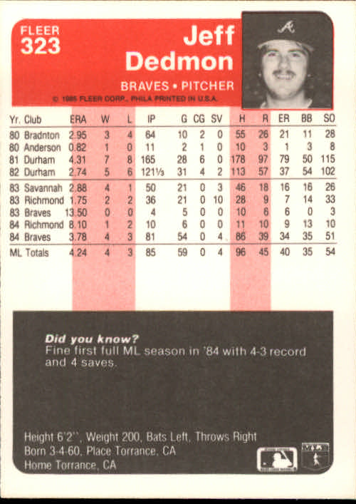 1985 Fleer Baseball Card #251-500 - Choose Your Card - Picture 143 of 493