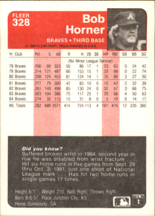 1985 Fleer Baseball Card #251-500 - Choose Your Card - Picture 153 of 493