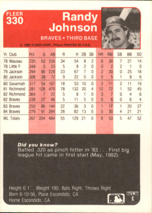 1985 Fleer Baseball Card #251-500 - Choose Your Card - Picture 157 of 493