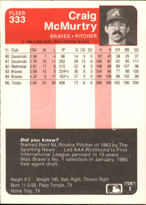 1985 Fleer Baseball Card #251-500 - Choose Your Card - Picture 163 of 493