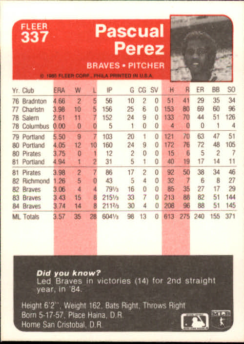 1985 Fleer Baseball Card #251-500 - Choose Your Card - Picture 171 of 493