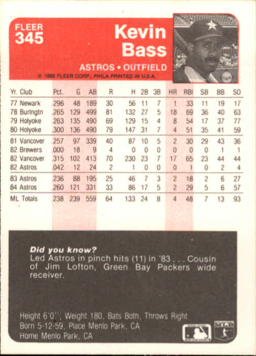 1985 Fleer Baseball Card #251-500 - Choose Your Card - Picture 187 of 493