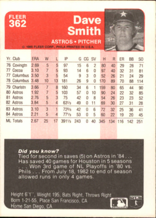 1985 Fleer Baseball Card #251-500 - Choose Your Card - Picture 219 of 493