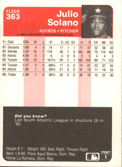 1985 Fleer Baseball Card #251-500 - Choose Your Card - Picture 221 of 493