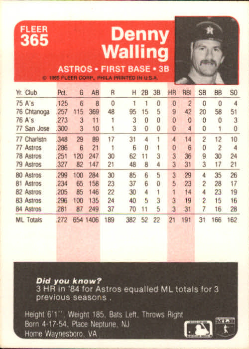 1985 Fleer Baseball Card #251-500 - Choose Your Card - Picture 225 of 493