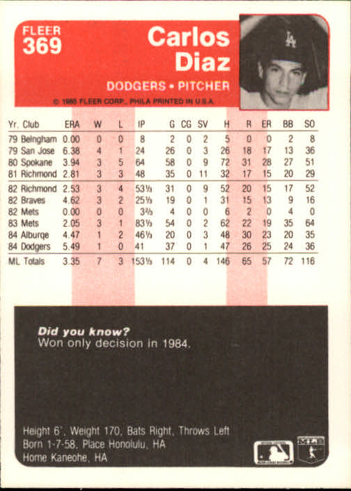 1985 Fleer Baseball Card #251-500 - Choose Your Card - Picture 233 of 493