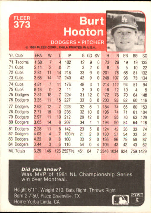 1985 Fleer Baseball Card #251-500 - Choose Your Card - Picture 239 of 493