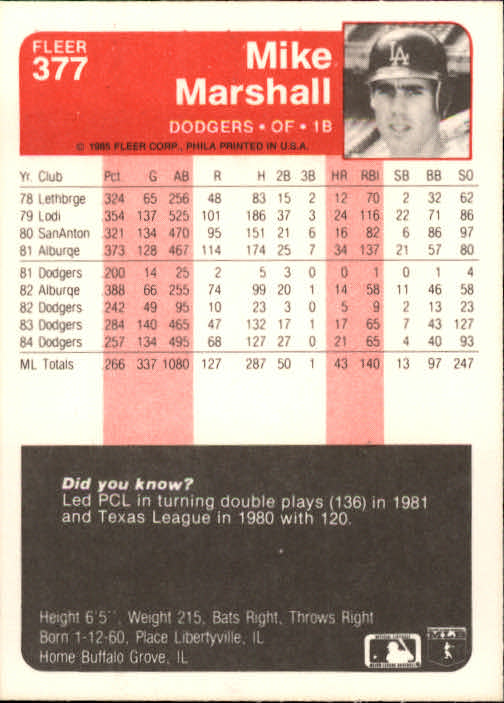 1985 Fleer Baseball Card #251-500 - Choose Your Card - Picture 247 of 493