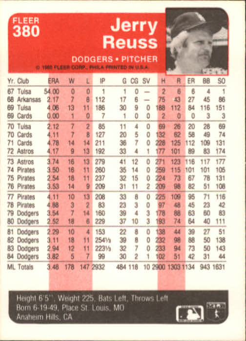 1985 Fleer Baseball Card #251-500 - Choose Your Card - Picture 253 of 493
