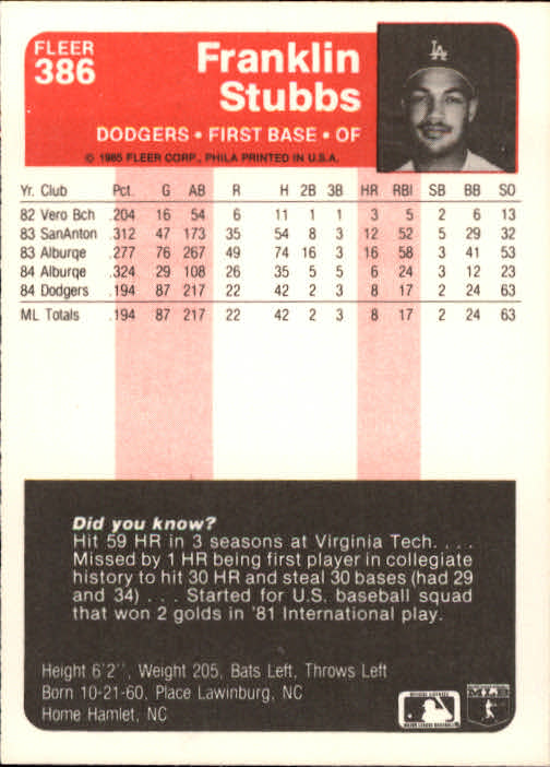 1985 Fleer Baseball Card #251-500 - Choose Your Card - Picture 265 of 493