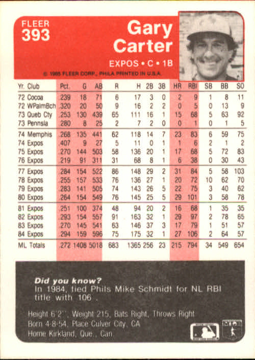 1985 Fleer Baseball Card #251-500 - Choose Your Card - Picture 279 of 493